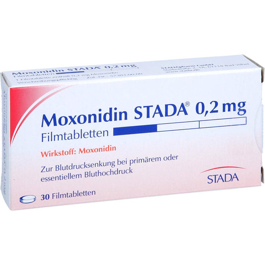 Das Produktfoto zeigt Moxonidin Stada 0,2 Mg Filmtabletten (30 stk) PZN 02188373