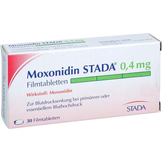 Das Produktfoto zeigt Moxonidin Stada 0,4 Mg Filmtabletten (30 stk) PZN 02188841