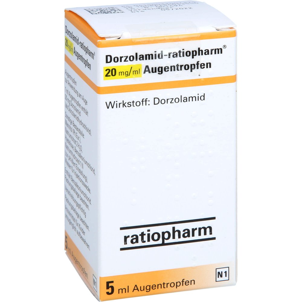 Das Produktfoto zeigt Dorzolamid-Ratiopharm 20 Mg/Ml Augentropfen (5 ml) PZN 02200737