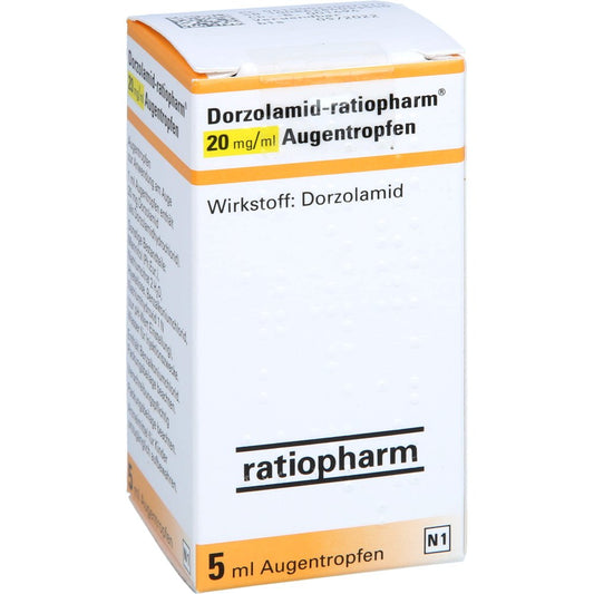 Das Produktfoto zeigt Dorzolamid-Ratiopharm 20 Mg/Ml Augentropfen (5 ml) PZN 02200737