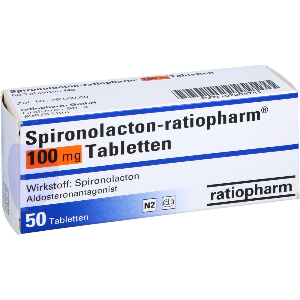 Das Produktfoto zeigt Spironolacton-Ratiopharm 100 Mg Tabletten (50 stk) PZN 02204741