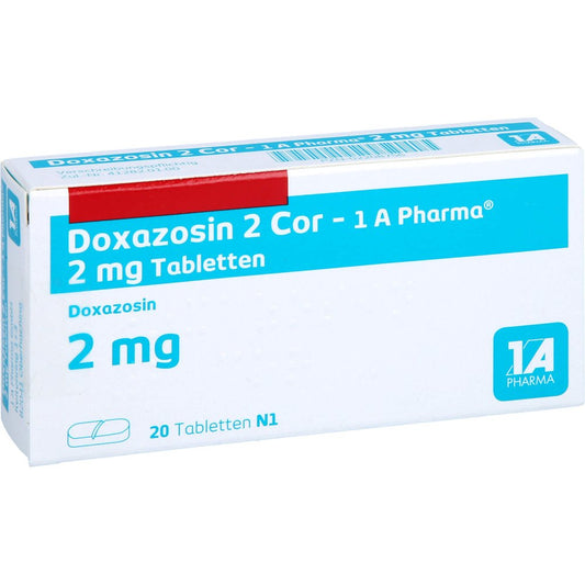 Das Produktfoto zeigt Doxazosin 2 Cor-1a Pharma Tabletten (20 stk) PZN 02208756