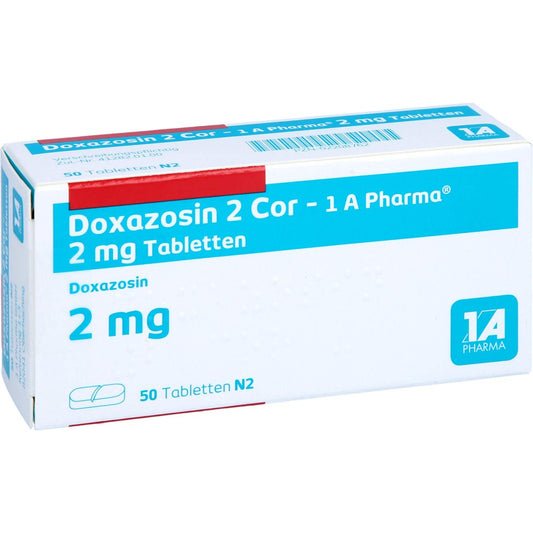 Das Produktfoto zeigt Doxazosin 2 Cor-1a Pharma Tabletten (50 stk) PZN 02208762
