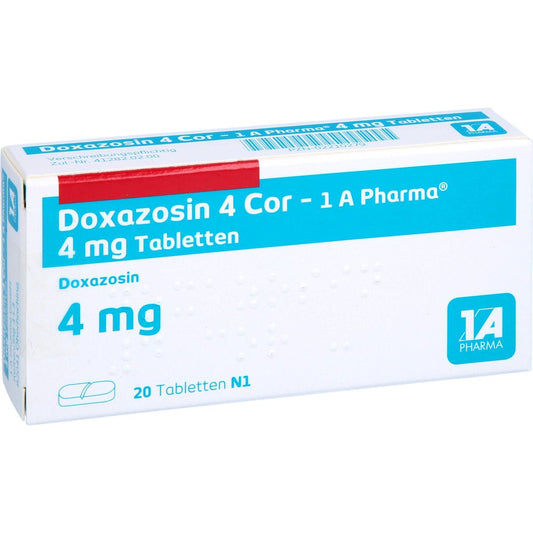 Das Produktfoto zeigt Doxazosin 4 Cor-1a Pharma Tabletten (20 stk) PZN 02210279