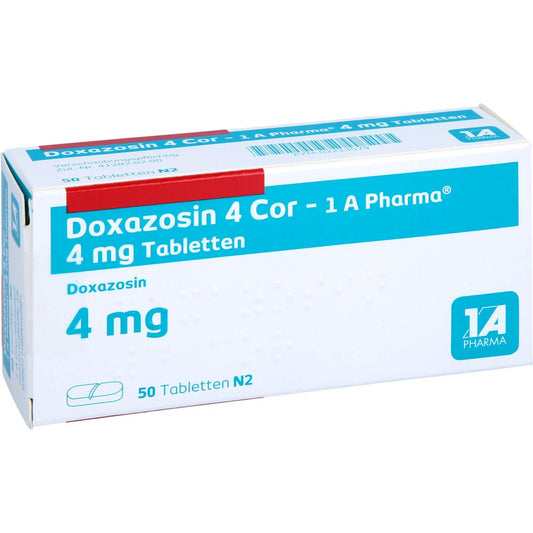 Das Produktfoto zeigt Doxazosin 4 Cor-1a Pharma Tabletten (50 stk) PZN 02213579