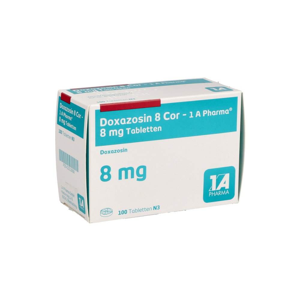 Das Produktfoto zeigt Doxazosin 8 Cor-1a Pharma Tabletten (100 stk) PZN 02213668