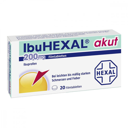 Das Produktfoto zeigt Ibuhexal Akut 200 Filmtabletten (20 stk) PZN 02222472