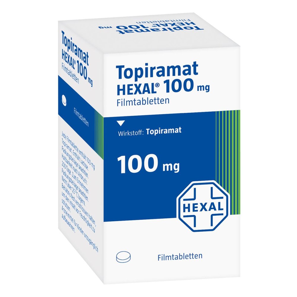 Das Produktfoto zeigt Topiramat Hexal 100 Mg Filmtabletten (200 stk) PZN 02231034