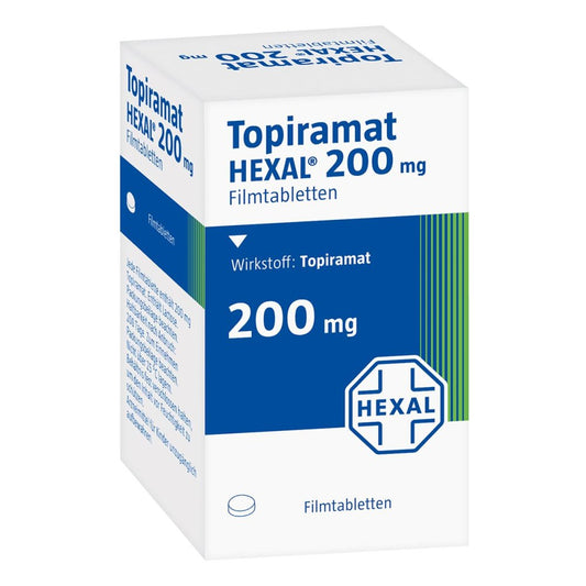 Das Produktfoto zeigt Topiramat Hexal 200 Mg Filmtabletten (200 stk) PZN 02231689