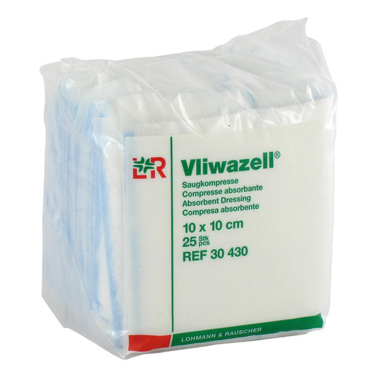 Das Produktfoto zeigt Vliwazell Saugkompressen Unsteril 10x10 Cm (25 stk) PZN 02232708