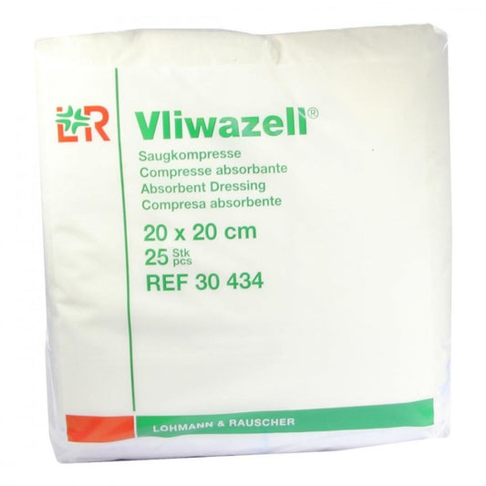 Das Produktfoto zeigt Vliwazell Saugkompressen Unsteril 20x20 Cm (25 stk) PZN 02232855