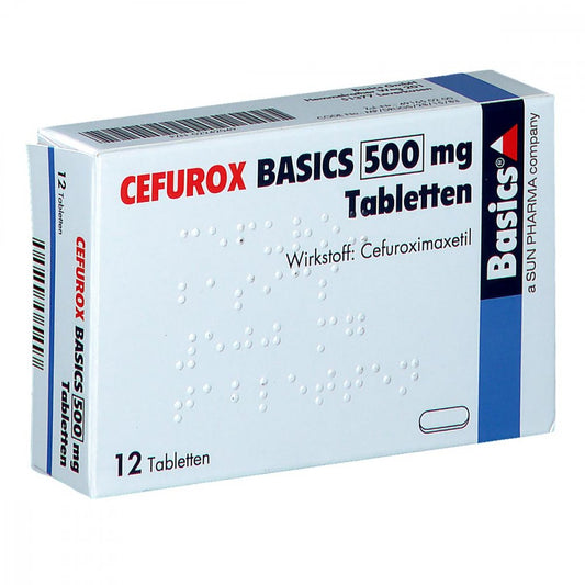 Das Produktfoto zeigt Cefurox Basics 500 Mg Tabletten (12 stk) PZN 02242049