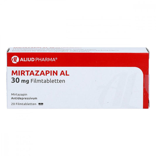 Das Produktfoto zeigt Mirtazapin Al 30 Mg Filmtabletten (20 stk) PZN 02242380