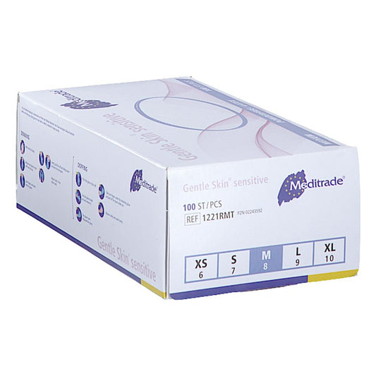 Das Produktfoto zeigt Gentle Skin Sensitive U.Hands.Lat.Unster.Pf Gr.M (100 stk) PZN 02243592