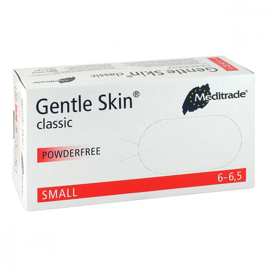 Das Produktfoto zeigt Gentle Skin Classic U.Hands.Latex Unster.Pf Gr.S (100 stk) PZN 02243706