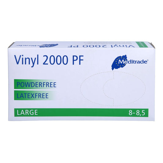 Das Produktfoto zeigt Vinyl 2000 Unters.Handschuhe Unsteril Puderf.Gr.L (100 stk) PZN 02243942