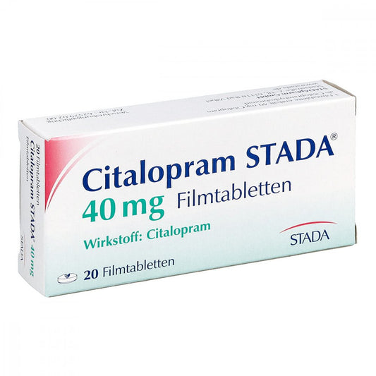 Das Produktfoto zeigt Citalopram Stada 40 Mg Filmtabletten (20 stk) PZN 02250037