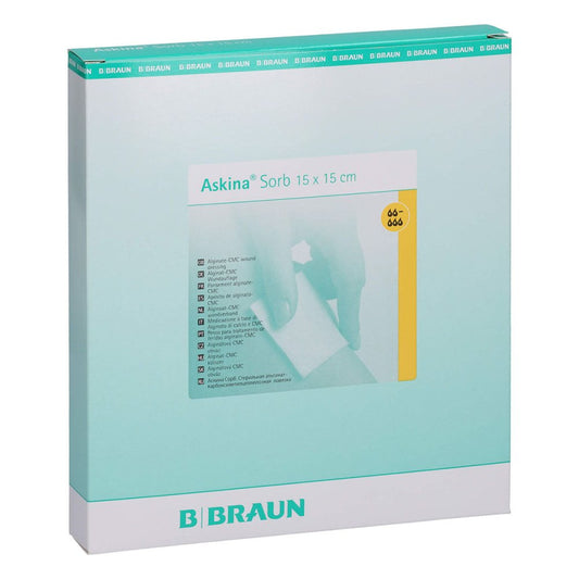 Das Produktfoto zeigt Askina Sorb Alginat Cmc Wundauflage 15x15 Cm Ste. (10 stk) PZN 02252102