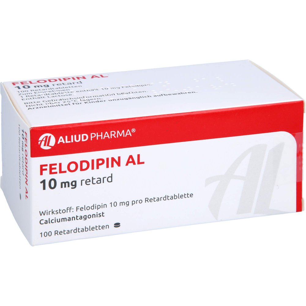 Das Produktfoto zeigt Felodipin Al 10 Mg Retard Tabl. (100 stk) PZN 02252912