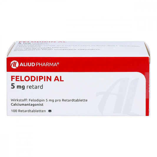 Das Produktfoto zeigt Felodipin Al 5 Mg Retard Tabl. (100 stk) PZN 02252970