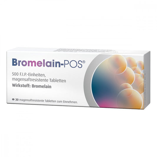 Das Produktfoto zeigt Bromelain Pos Magensaftresistente Tabletten (30 stk) PZN 02259995