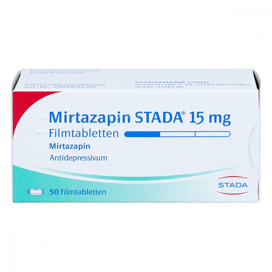 Das Produktfoto zeigt Mirtazapin Stada 15 Mg Filmtabletten (50 stk) PZN 02268959