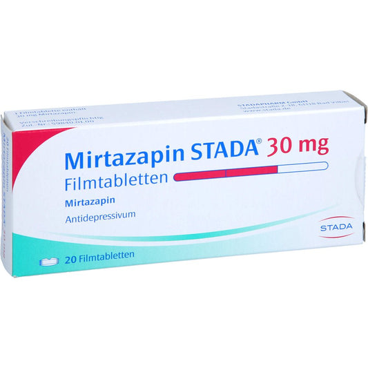 Das Produktfoto zeigt Mirtazapin Stada 30 Mg Filmtabletten (20 stk) PZN 02268965