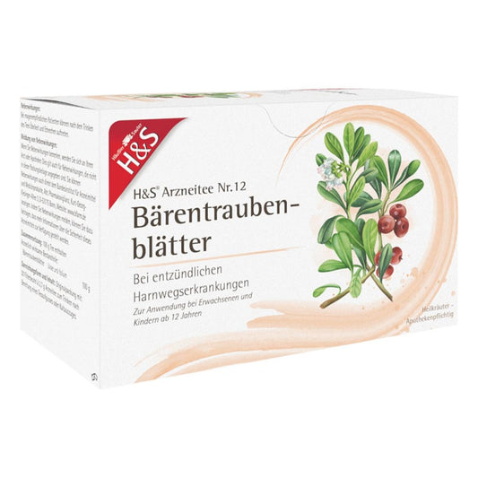 Das Produktfoto zeigt H&S Bärentraubentee Filterbeutel (20X2.7 g) PZN 02286029