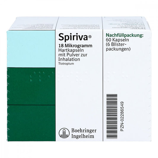 Das Produktfoto zeigt Spiriva 18 Μg Hartkaps.M.Plv.F.Handihaler Nachfüll (60 stk) PZN 02286549