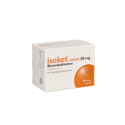 Das Produktfoto zeigt Isoket Retard 20 Mg Retardtabletten (98 stk) PZN 02288353