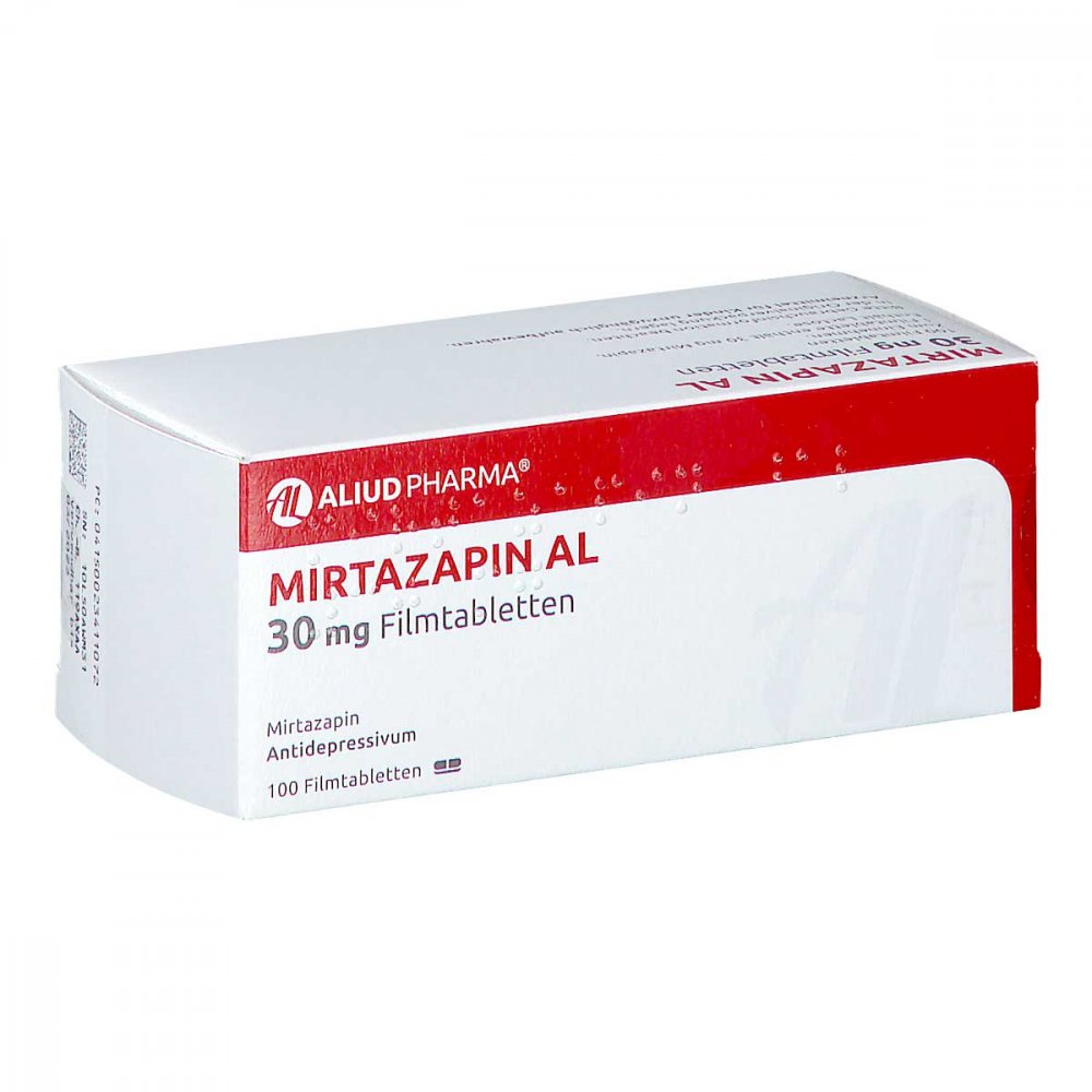 Das Produktfoto zeigt Mirtazapin Al 30 Mg Filmtabletten (100 stk) PZN 02341107