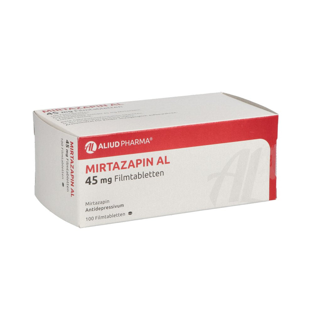 Das Produktfoto zeigt Mirtazapin Al 45 Mg Filmtabletten (100 stk) PZN 02341165