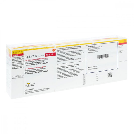 Relvar Ellipta 184 Mikrogramm/22 Mikrogramm Inh.P. (3X30 stk)