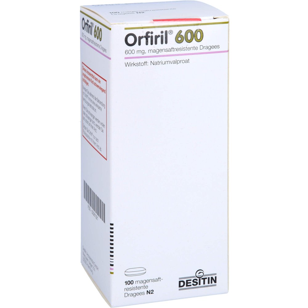 Das Produktfoto zeigt Orfiril 600 Magensaftresistente Dragees (100 stk) PZN 02361021