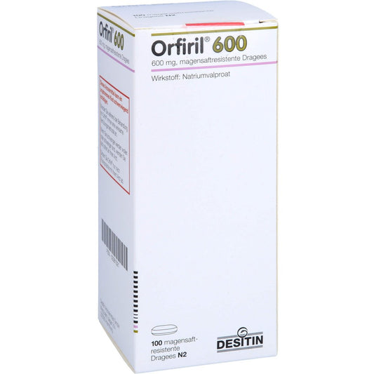 Das Produktfoto zeigt Orfiril 600 Magensaftresistente Dragees (100 stk) PZN 02361021