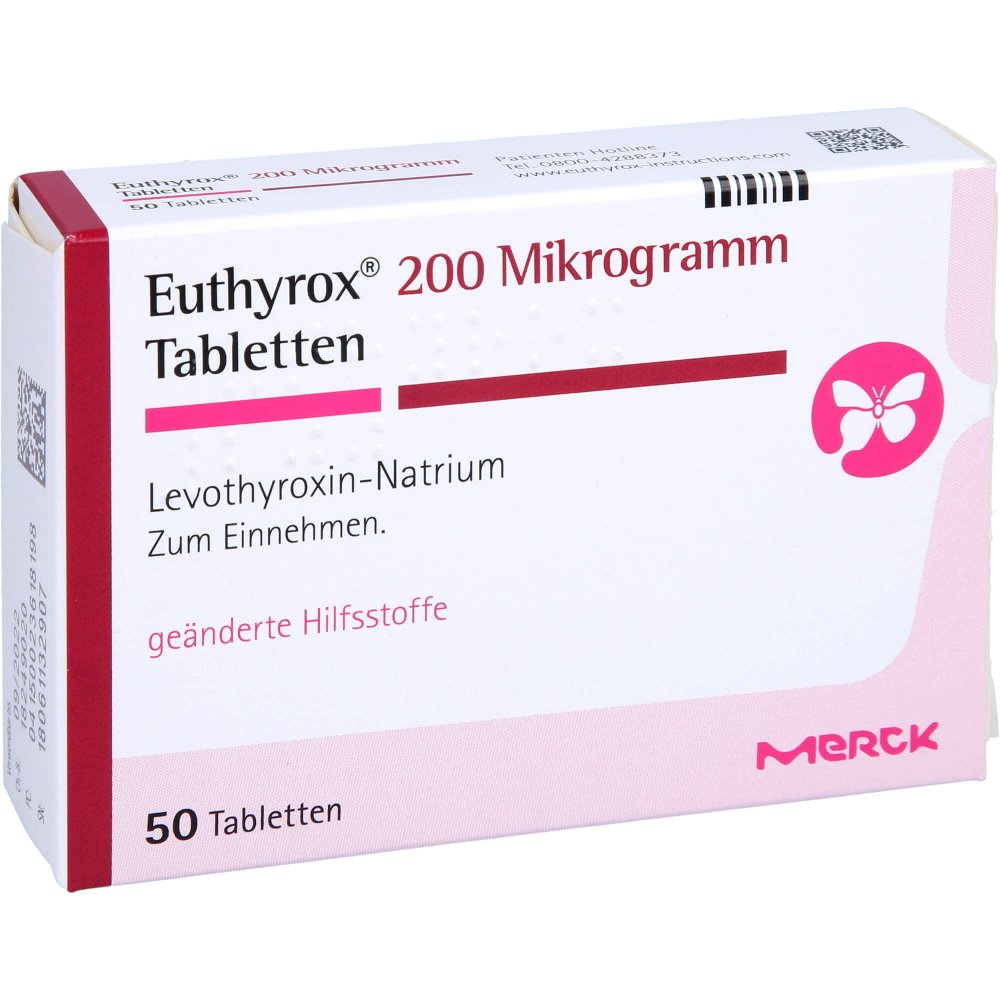 Das Produktfoto zeigt Euthyrox 200 Mikrogramm Tabletten (50 stk) PZN 02361819