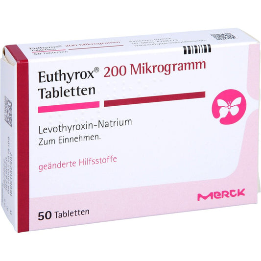 Das Produktfoto zeigt Euthyrox 200 Mikrogramm Tabletten (50 stk) PZN 02361819