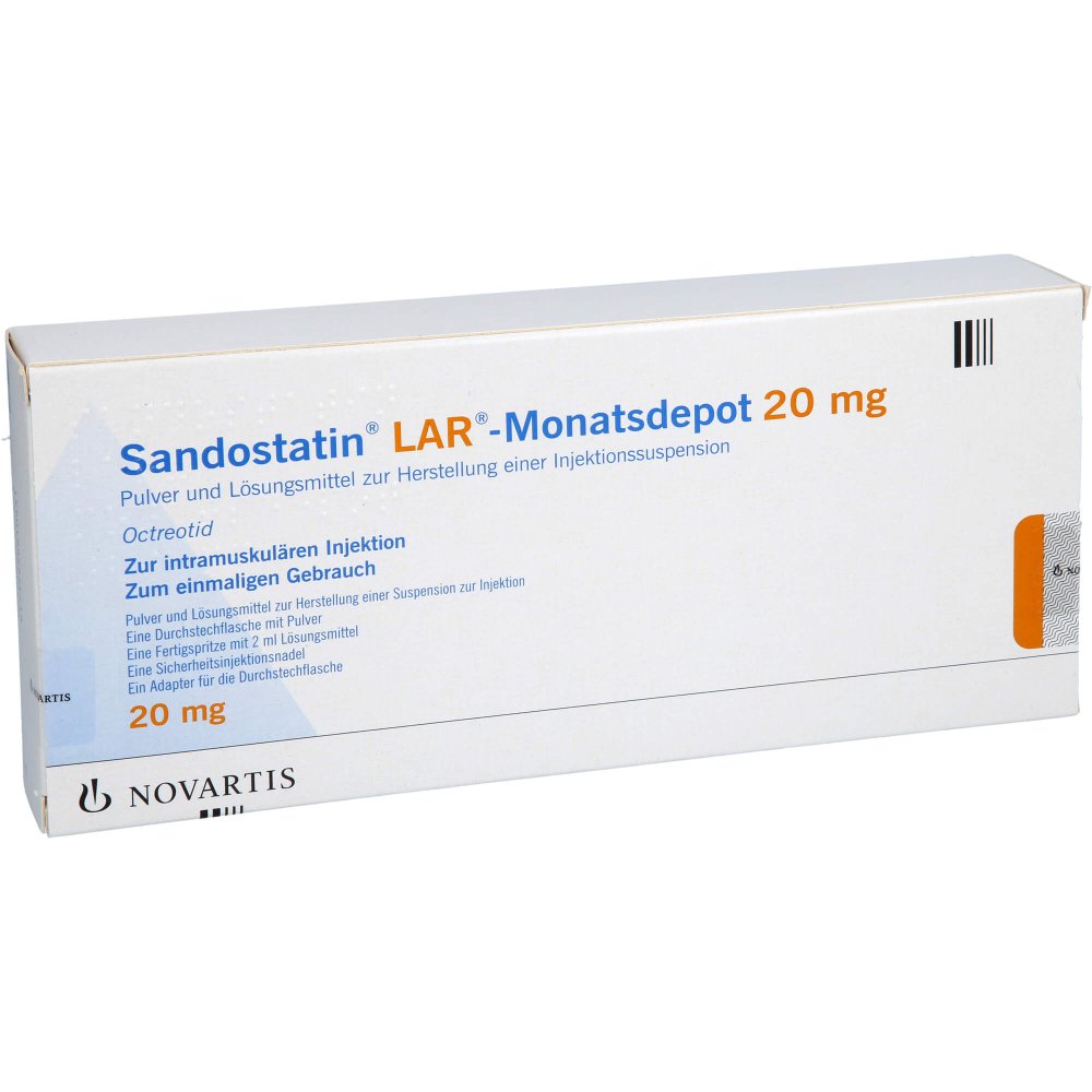 Das Produktfoto zeigt Sandostatin Lar-Monatsdepot 20 Mg Pls Dsfl. (1 stk) PZN 02364657