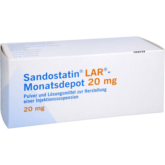 Das Produktfoto zeigt Sandostatin Lar-Monatsdepot 20 Mg Pls Dsfl. (3 stk) PZN 02364692