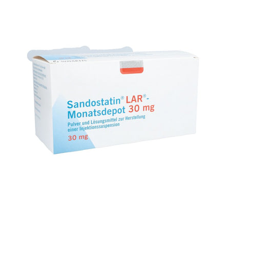 Das Produktfoto zeigt Sandostatin Lar-Monatsdepot 30 Mg Pls Dsfl. (3 stk) PZN 02364746