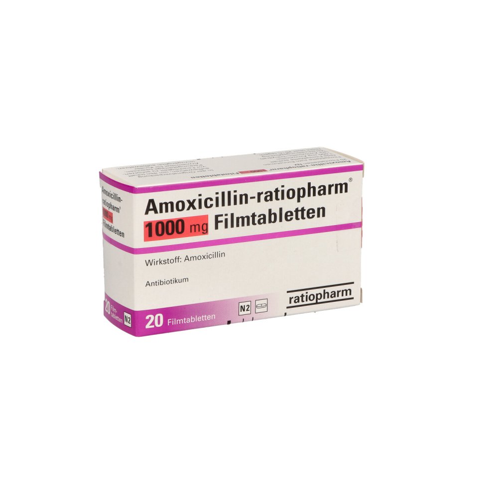 Amoxicillin-Ratiopharm 1000 Mg Filmtabletten (20 stk)