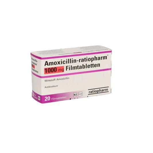 Amoxicillin-Ratiopharm 1000 Mg Filmtabletten (20 stk)