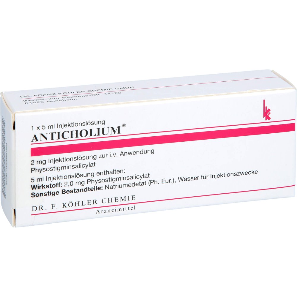 Das Produktfoto zeigt Anticholium Ampullen (5 ml) PZN 02398165
