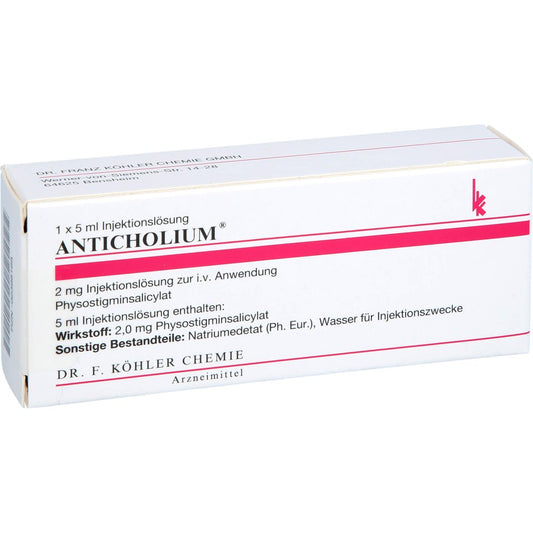 Das Produktfoto zeigt Anticholium Ampullen (5 ml) PZN 02398165