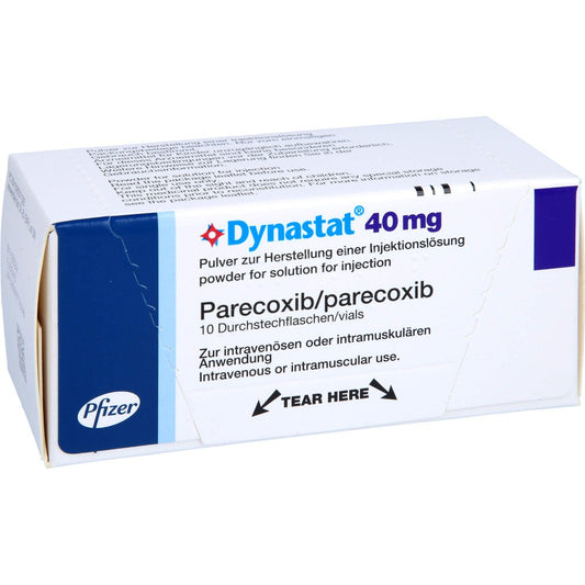 Das Produktfoto zeigt Dynastat 40 Mg Plv.Z.Herst.E.Injektionslösung (10 stk) PZN 02410127