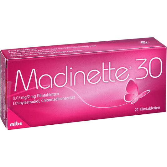 Das Produktfoto zeigt Madinette 30 Filmtabletten (21 stk) PZN 02420143