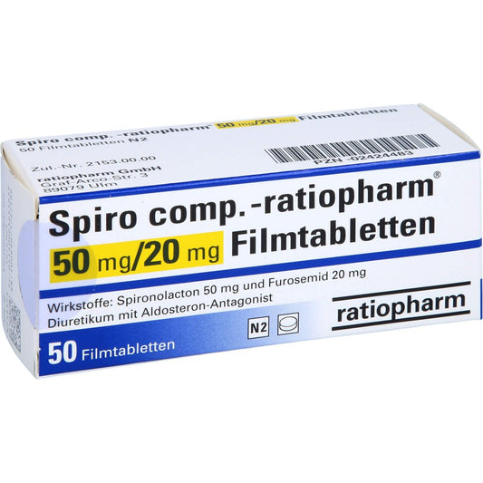 Das Produktfoto zeigt Spiro Comp.-Ratiopharm 50 Mg/20 Mg Filmtabletten (50 stk) PZN 02424483