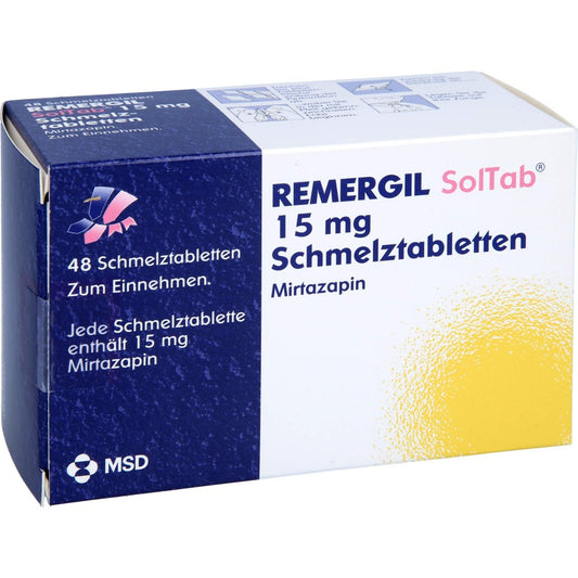 Das Produktfoto zeigt Remergil Soltab 15 Mg Schmelztabletten (48 stk) PZN 02430259