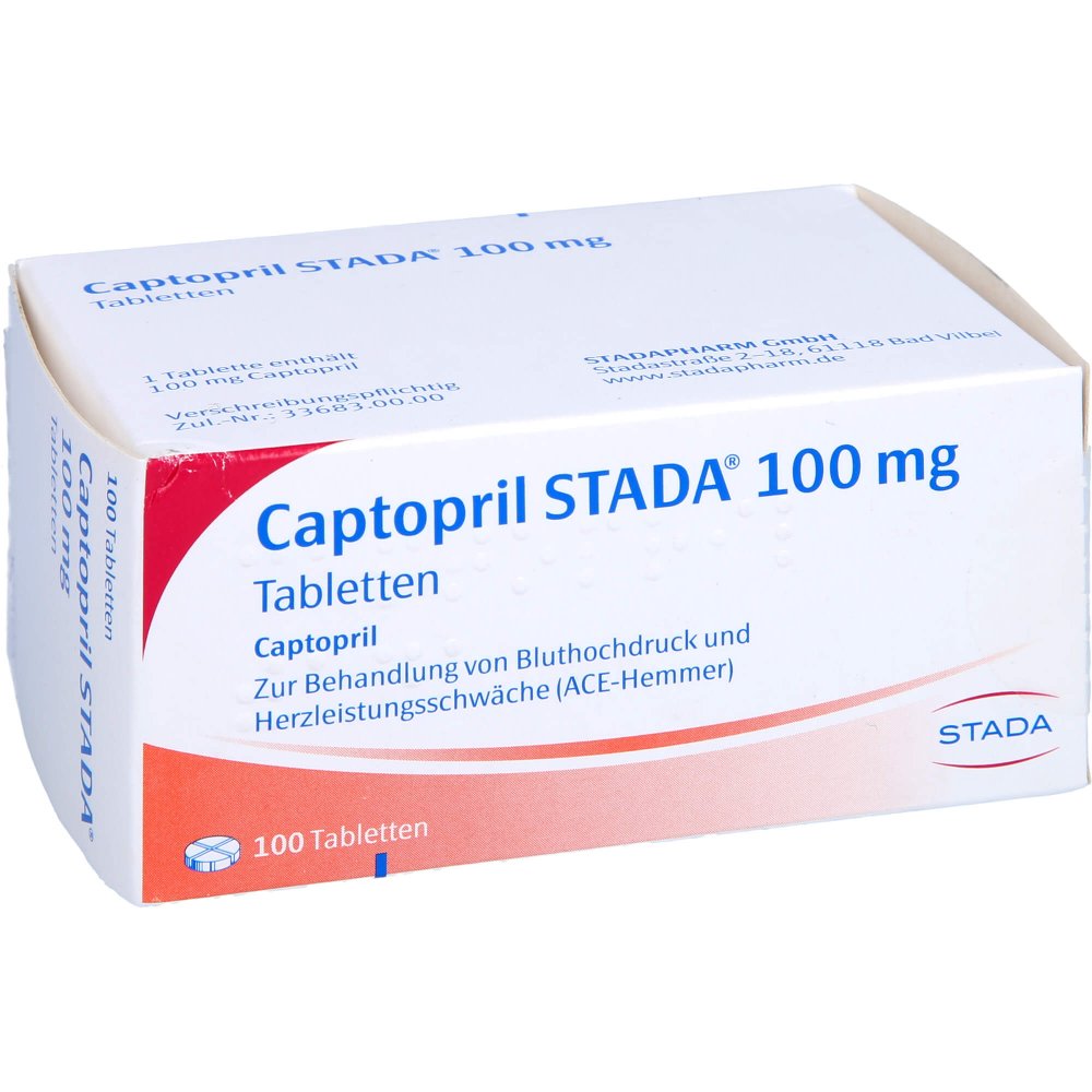 Das Produktfoto zeigt Captopril Stada 100 Mg Tabletten (100 stk) PZN 02451209