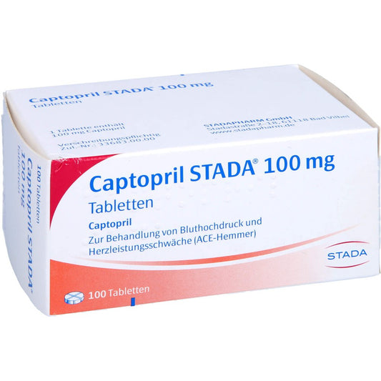 Das Produktfoto zeigt Captopril Stada 100 Mg Tabletten (100 stk) PZN 02451209